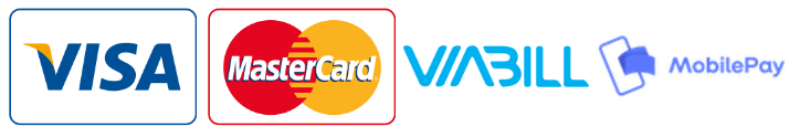 Logo af VISA, MasterCard, VIABILL og MobilePay